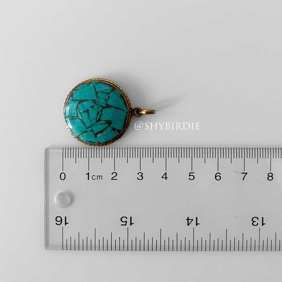 NEW Tibetan Artisan Handcrafted Pendant, Turquoise Mosaic Inlay - Picture 3 of 6